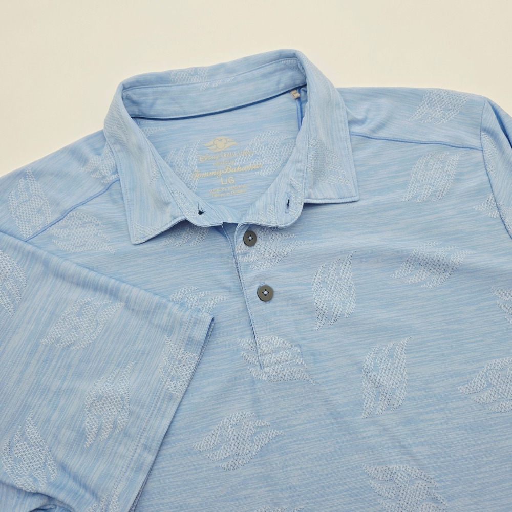 Disney Cruise Line Tommy Bahama Polo Shirt Mens Large Blue Jacquard Logo